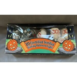 Electrified-Terrified Blinking Halloween Lights - White and Orange